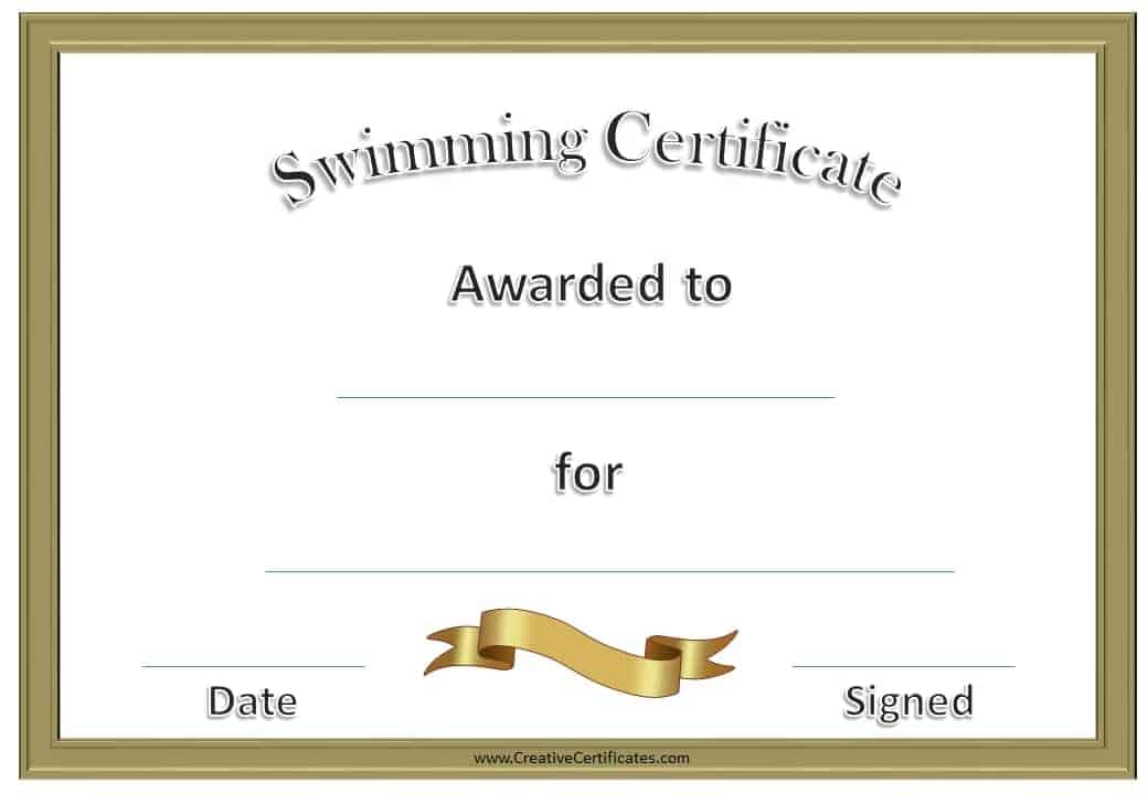 Swimming Certificate Templates Free