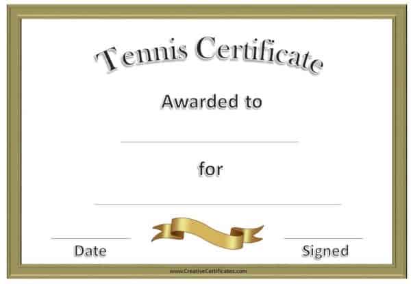 formal gold tennis award certificates