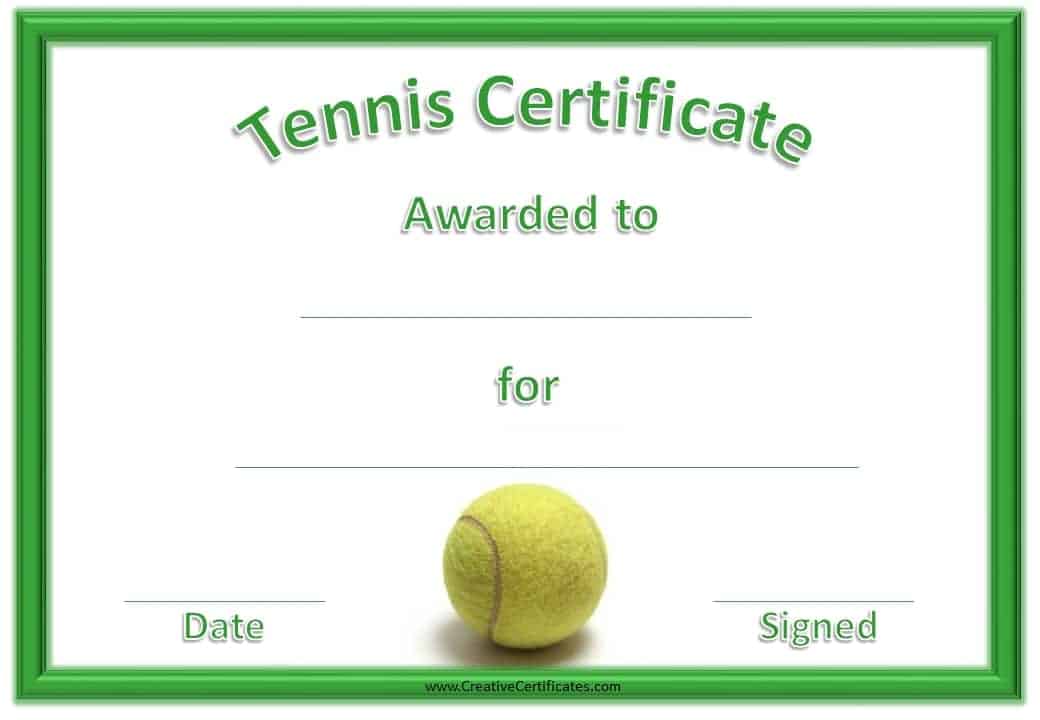 Free Tennis Certificate Templates Customizable Printable