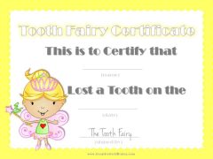 certificate from the tooth fairy