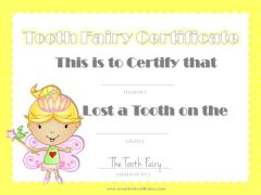 certificate from the tooth fairy