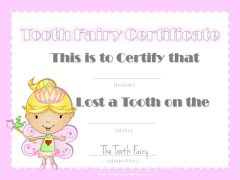 Tooth fairy certificate with pink border