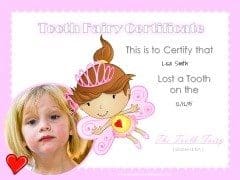 Tooth fairy certificate for girls