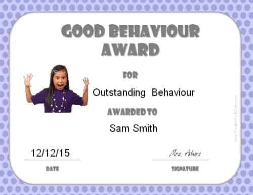 Award for good behaviour