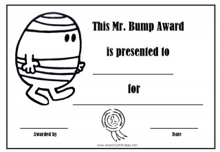 Clumsy certificate in black and white with a picture of Mr Clumsy to colour in