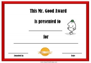 award certificate for good behavior