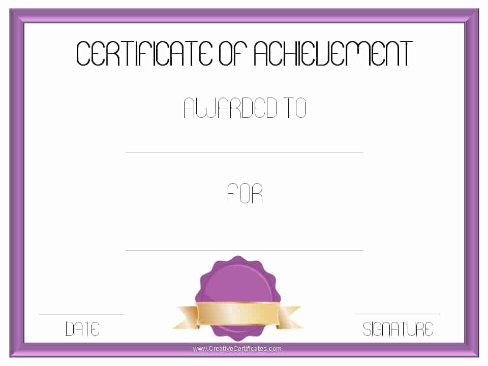 certificate for achievement template