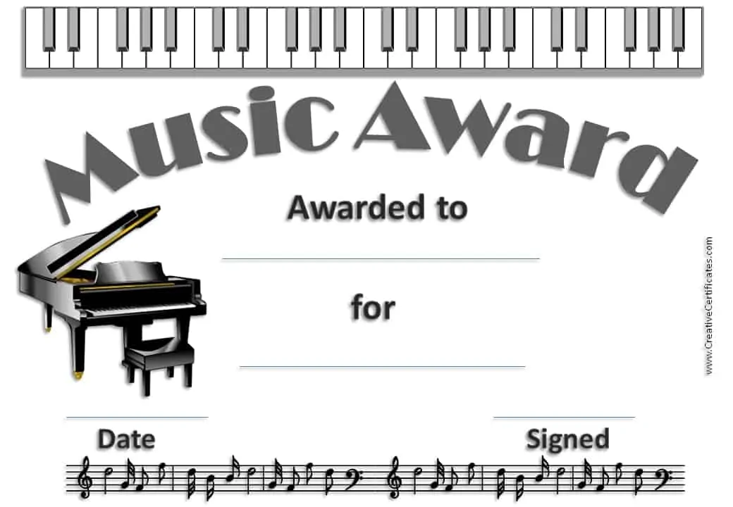 Free Editable Music Certificate Template - Free and Customizable