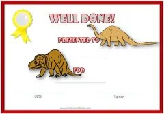 dinosaur certificate