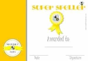 Super spelling printable award certificate