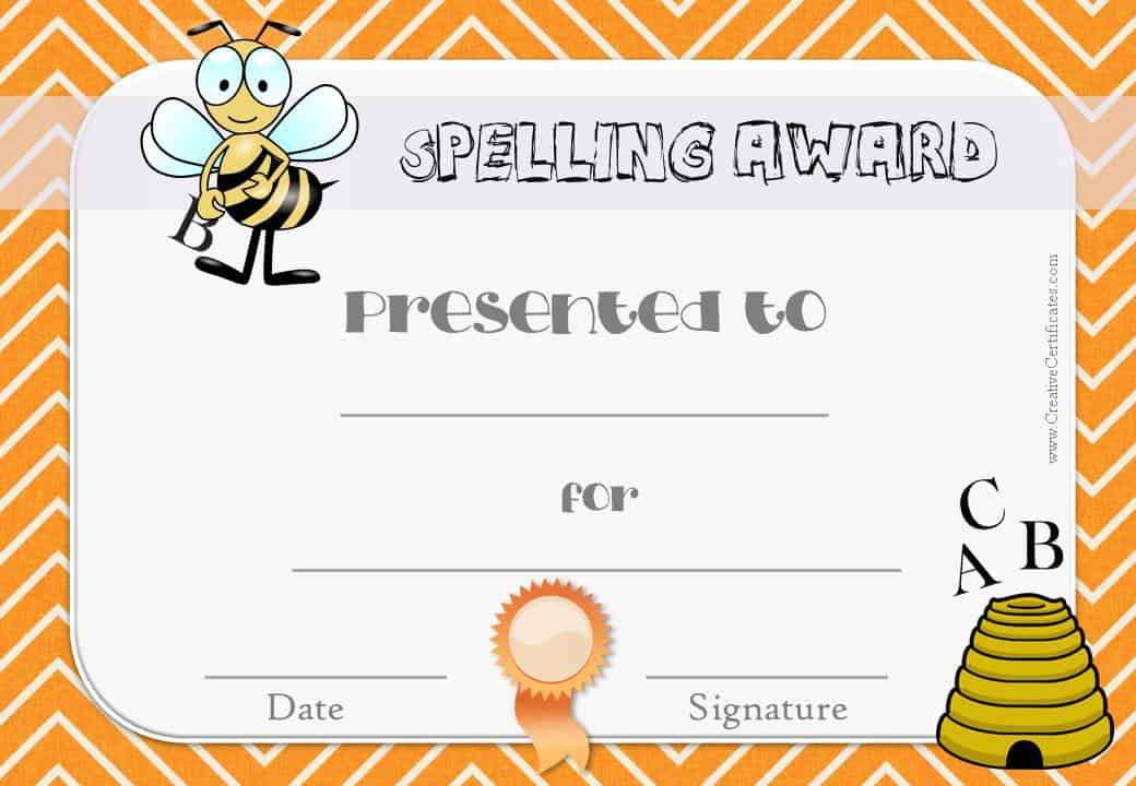 Spelling Bee Certificate Template Free