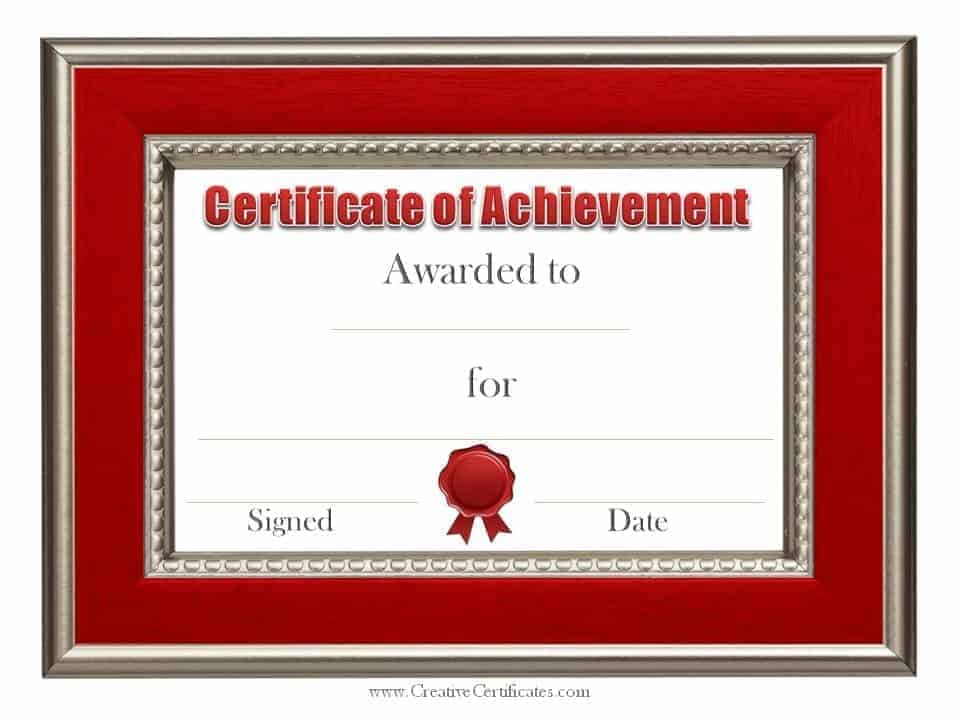 Free Customizable Certificate of Achievement