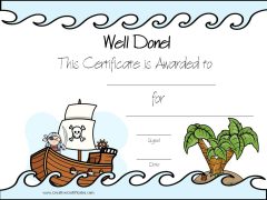 Certificate template with a pirate theme