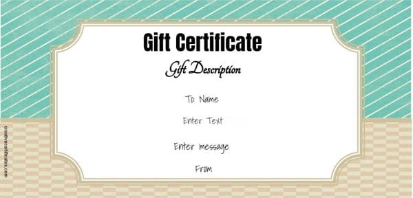 gift certificate with editable text