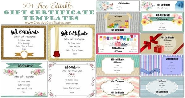 Free editable gift certificate templates