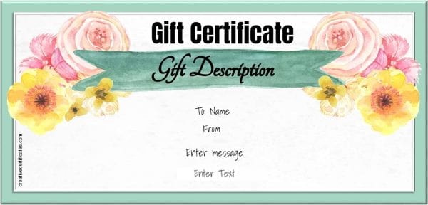 Watercolor gift certificate template