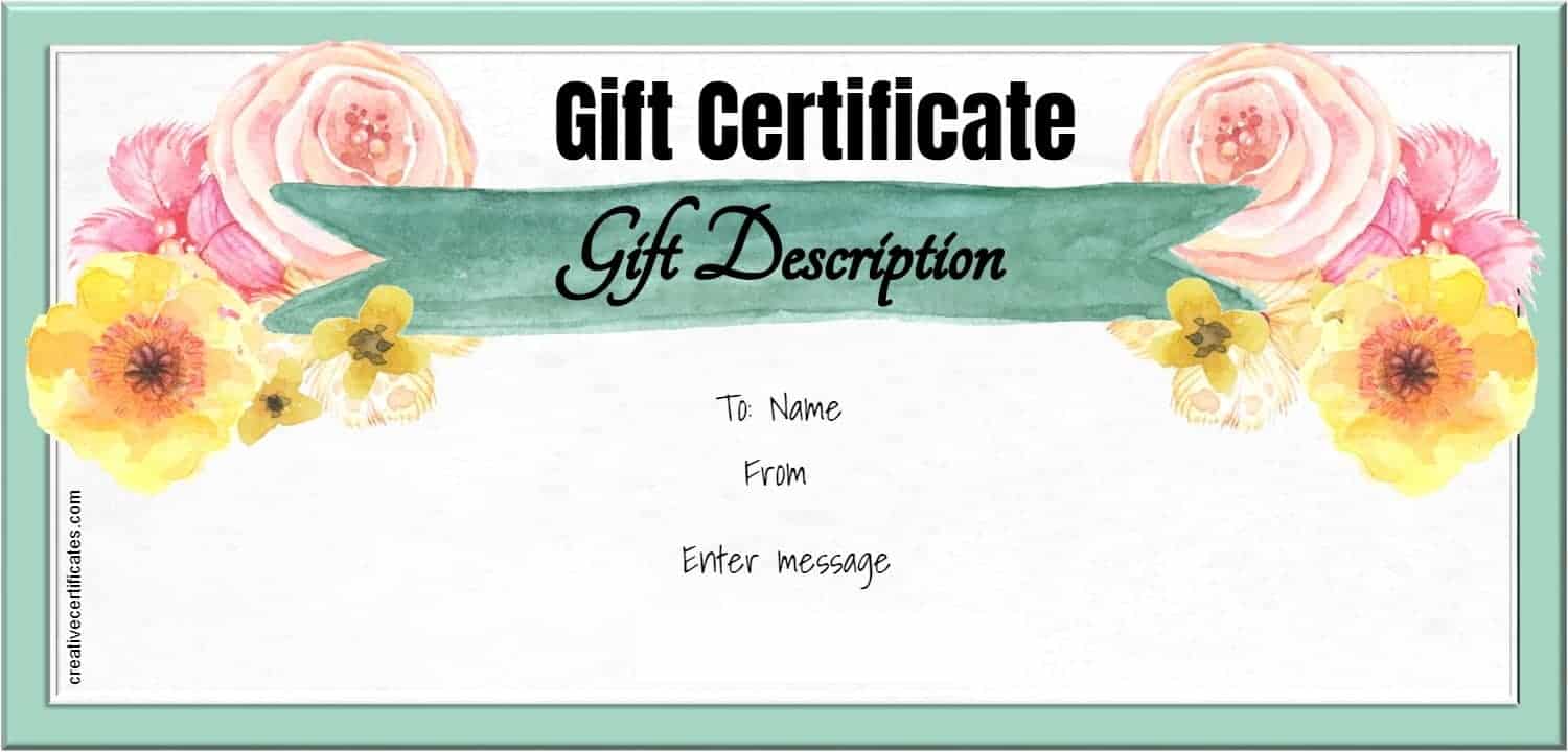 Teal Tiffany Gift Certificate Templates Editable Gift 