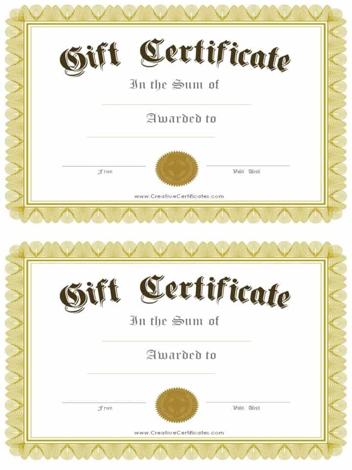 sample gift certificates