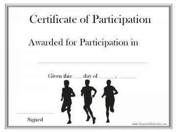 certificate of participation in running event