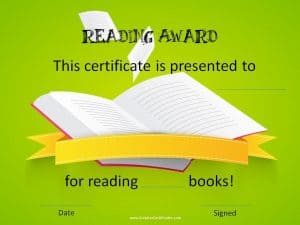 Free Editable Reading Certificate Templates - Instant Download