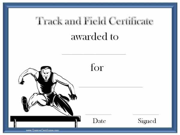 Track and field award certificate