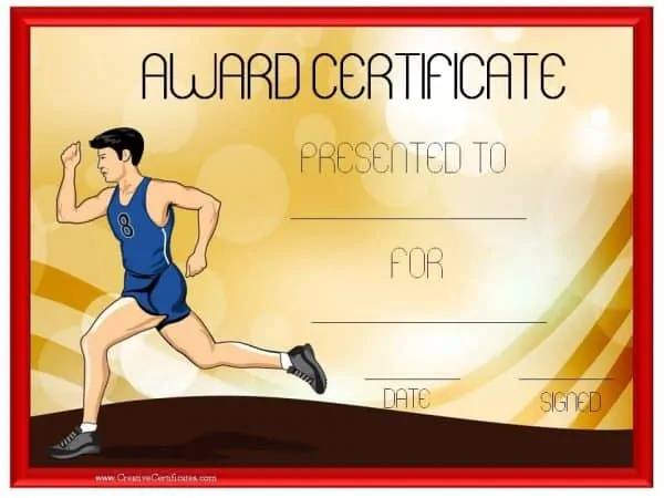 Running award certificate
