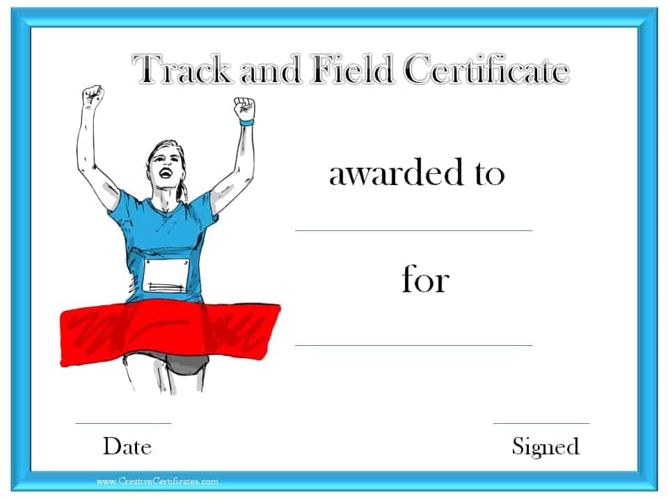 Track And Field Certificate Templates Free