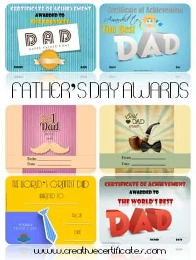 Father's day certificates