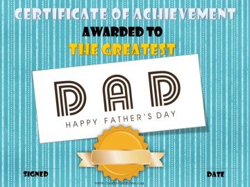 Award certificate for the greatest dad