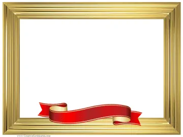 Gold certificate border with red ribbon