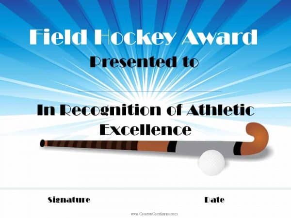 Field hockey award of recognition