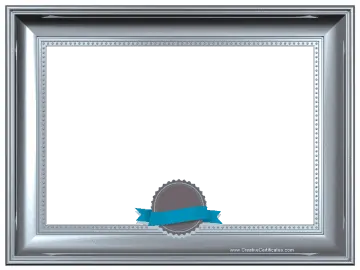 Silver frame border template with a grey and blue ribbon