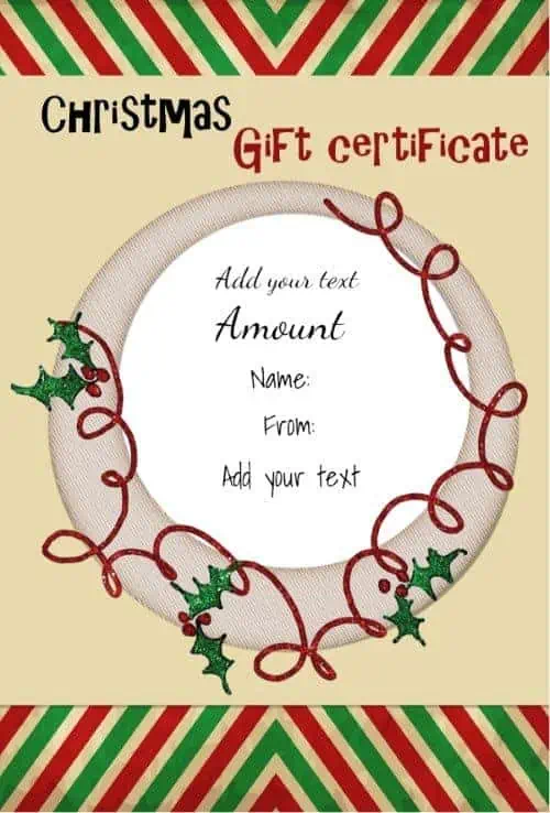 Christmas gift certificate template