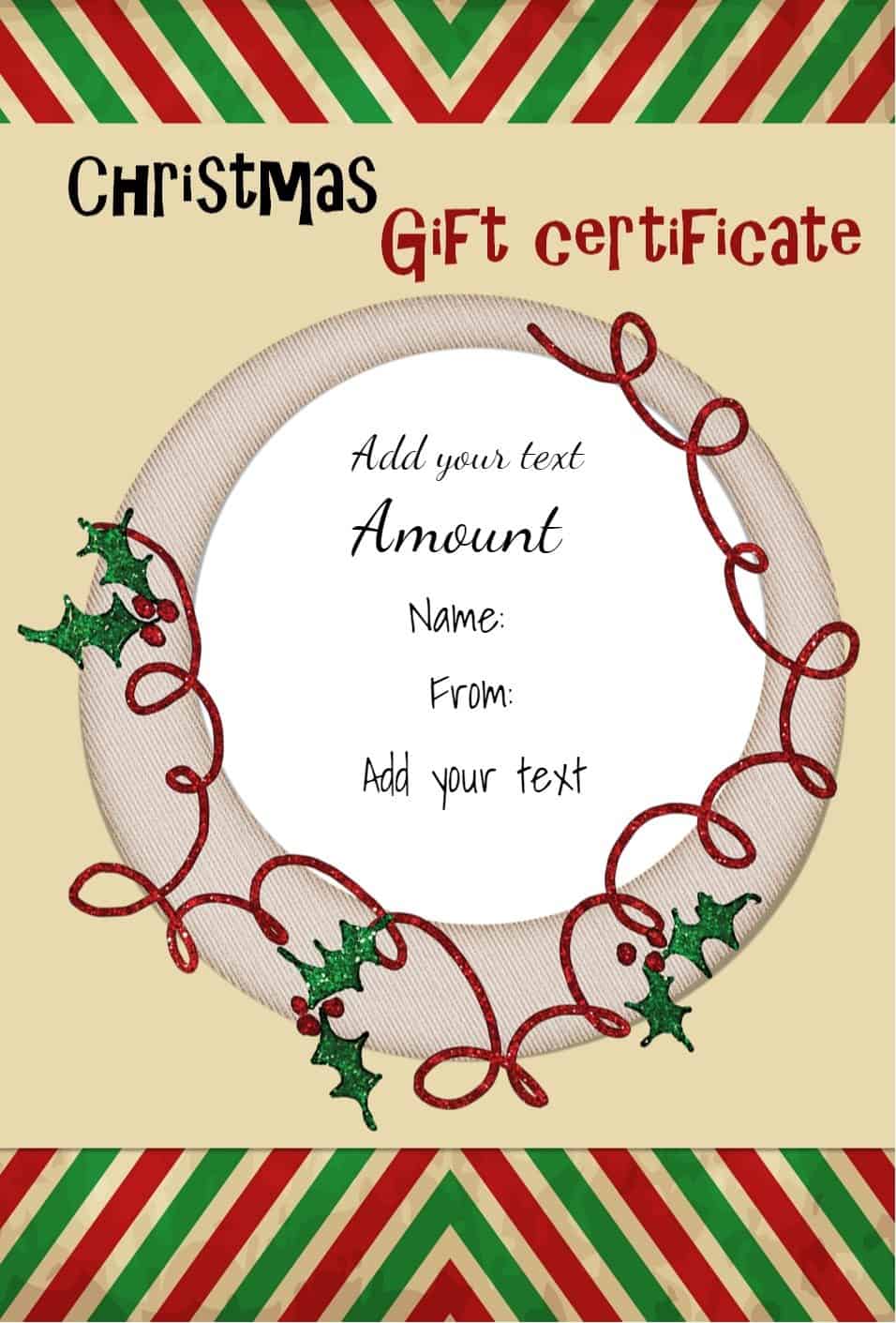 FREE Christmas Gift Certificate Template Customize Download