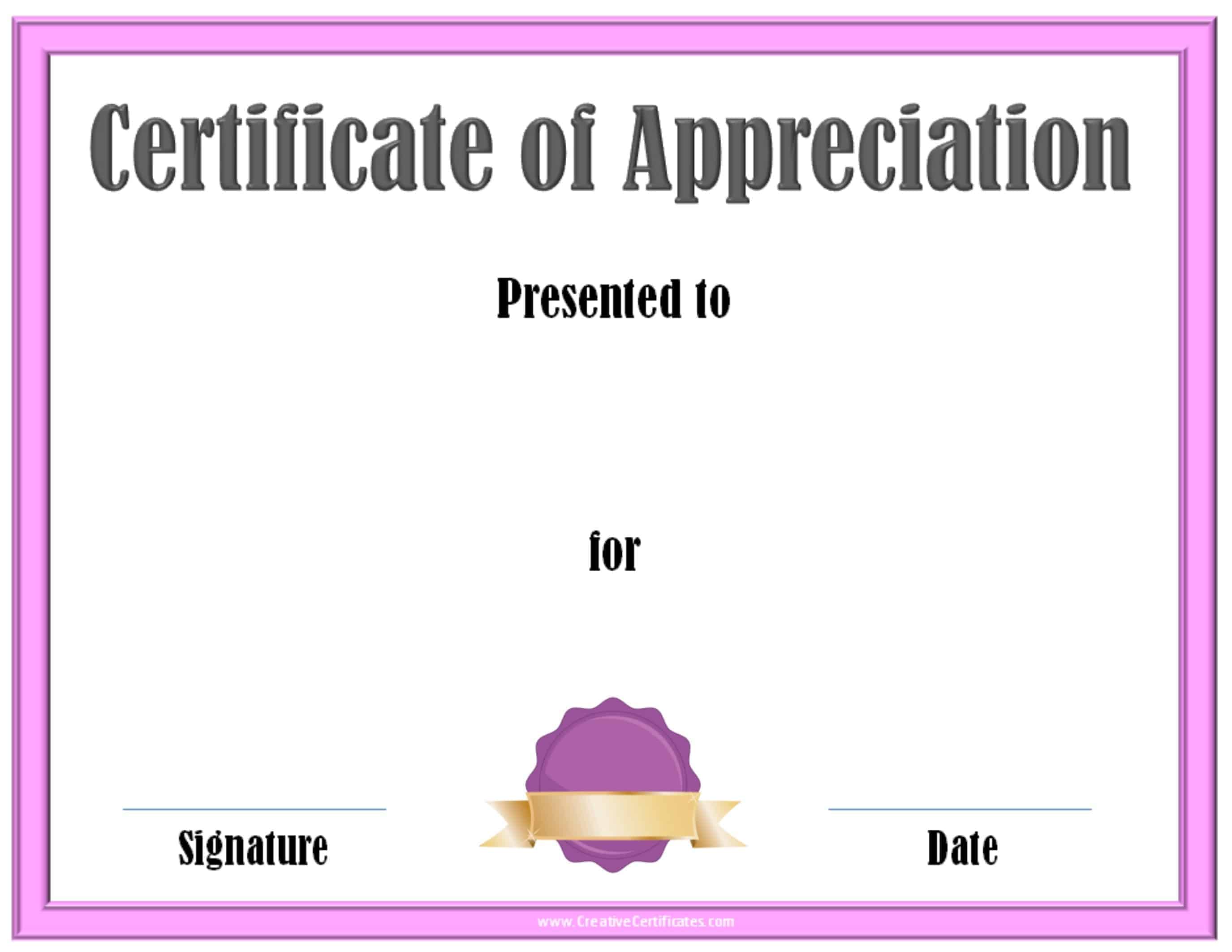 Free Editable Certificate of Appreciation  Customize online \u0026 print at home