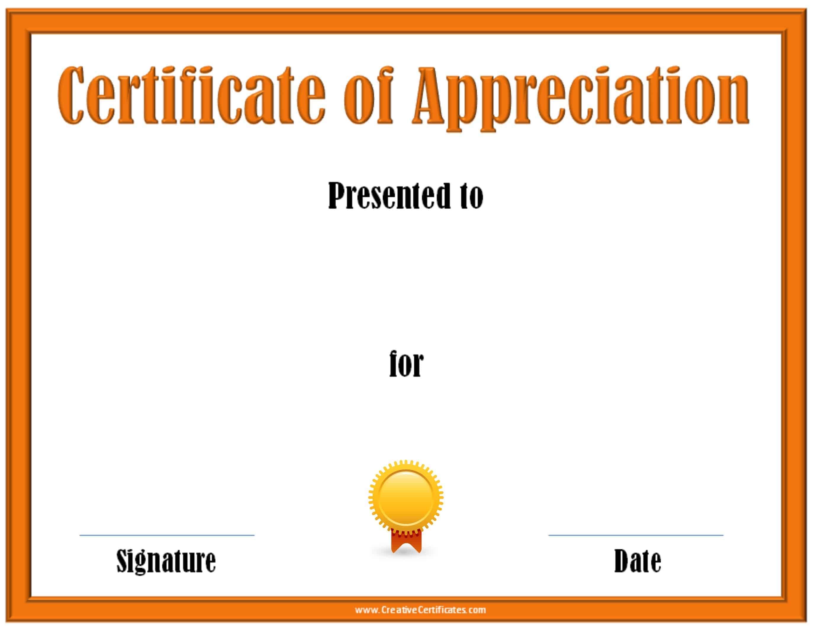 appreciation certificates template
