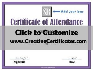 Attendance Award certificate