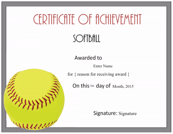 softball awards certificate template templates