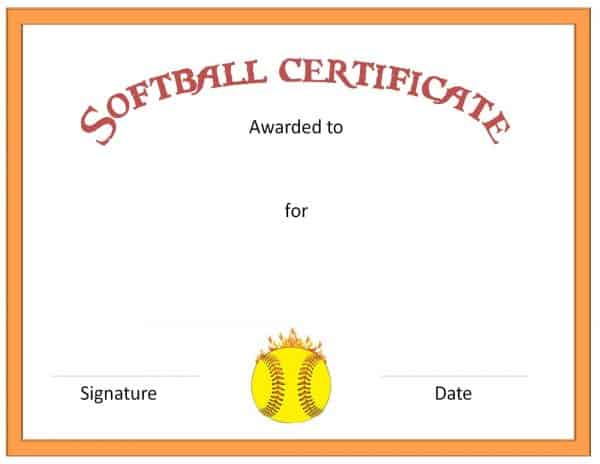 Free Printable Softball Certificates