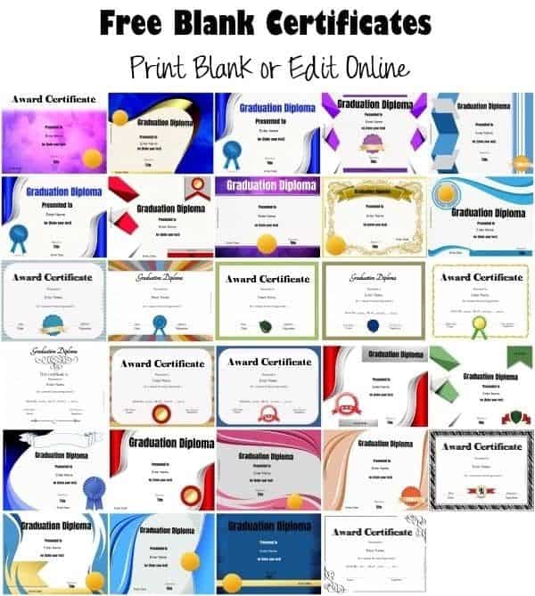free blank certificate print blank or customize online free blank certificates printable