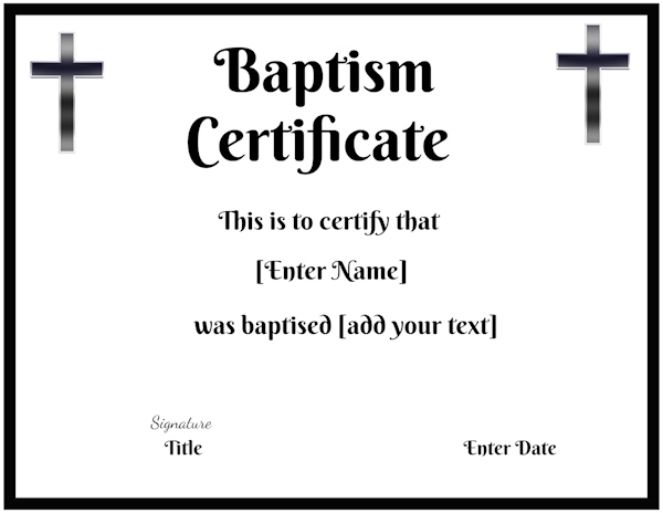 Catholic Baptism Certificate