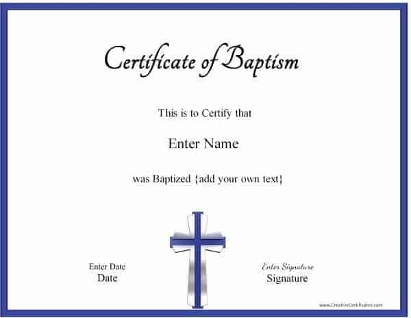 certificate of baptism template