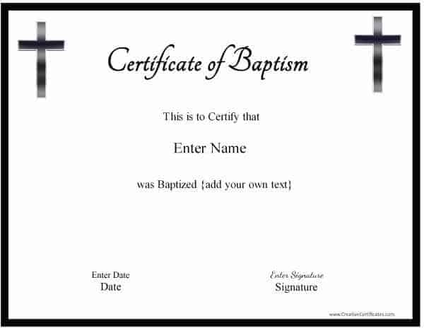Catholic Baptism Certificate
