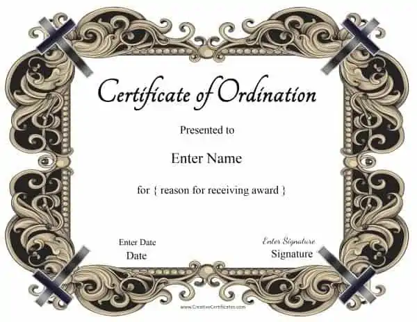 Ordination Certificate