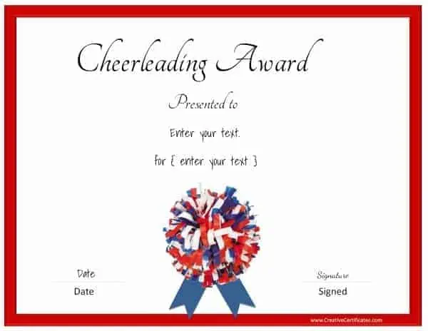 Cheerleading Certificates