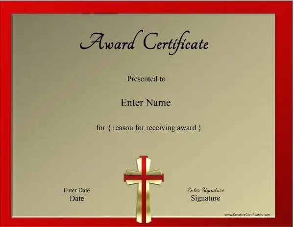 Christian certificate template