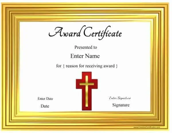 Christian Award Certificates
