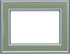 Picture frame border in silver and light green