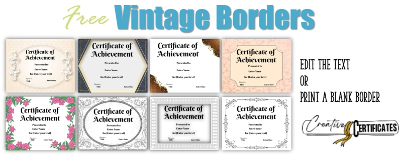 Vintage Borders that you can customize and print on this site