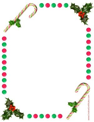 Free border with holly and candy sticks